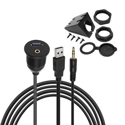 USB 3.0 og 3,5 mm AUX innfelt vanntett kabel for bilkjøretøy