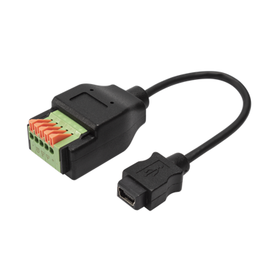 Mini USB hunn-til 5-pins terminalblokk-forlengelseskabel med trykknapp