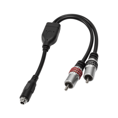 Panelmontert 3,5 mm hunn- til dobbel RCA-hankabel