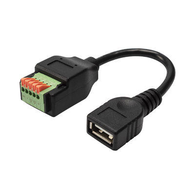 USB 2.0 Hunn Type-A-kontakt til terminalblokkadapterkabel med trykknapp