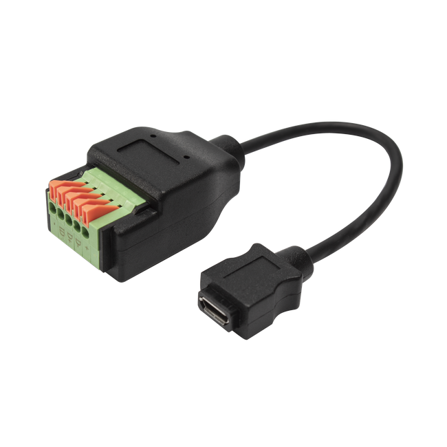 USB Micro B hunn-til 5-pins terminalblokkadapterkabel med trykknapp