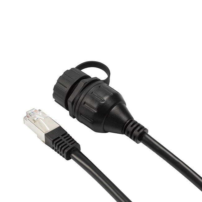 Waterproof RJ45 8P8C Male To Female Ethernet Extender Panel Mount Cable